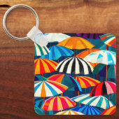Abstracte Rainbow Beach Paraplu Sleutelhanger (Voorkant)