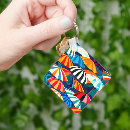Abstracte Rainbow Beach Paraplu Sleutelhanger (Hand)