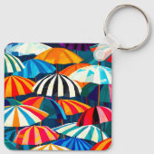 Abstracte Rainbow Beach Paraplu Sleutelhanger (Achterkant)
