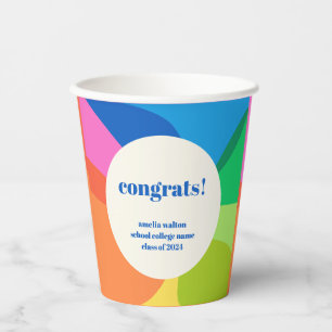 Abstracte Rainbow Custom Afstuderen Gefeliciteerd Papieren Bekers