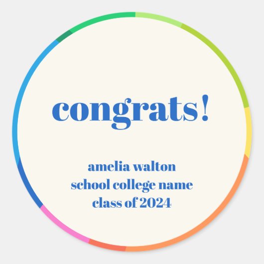 Abstracte Rainbow Custom Afstuderen Gefeliciteerd Ronde Sticker (Voorkant)