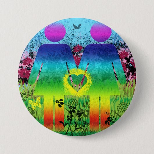Abstracte Rainbow Grunge Love Button (Voorkant)