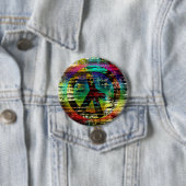 Abstracte Rainbow Grunge Peace Button (In situ)