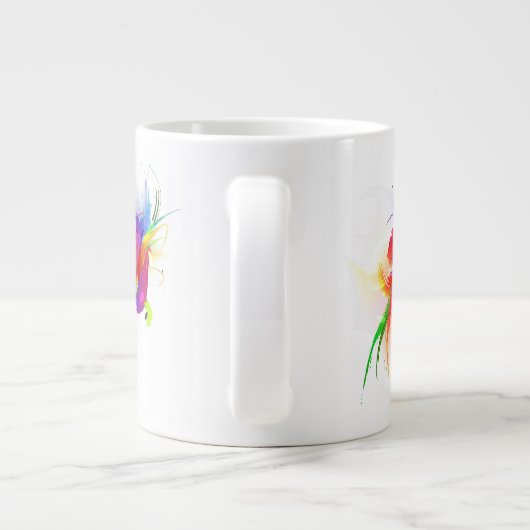 Abstracte Rainbow Loriket Paint Spletters Extra Grote Mok (Achterkant)