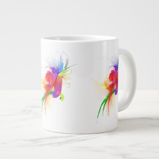 Abstracte Rainbow Loriket Paint Spletters Extra Grote Mok (Voorkant rechts)
