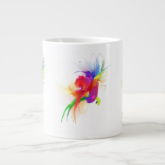 Abstracte Rainbow Loriket Paint Spletters Extra Grote Mok (Voorkant)