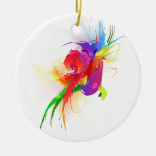 Abstracte Rainbow Loriket Paint Spletters Keramisch Ornament