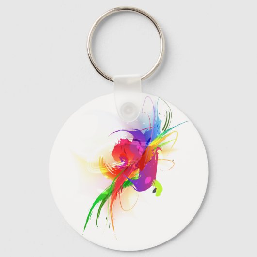 Abstracte Rainbow Loriket Paint Spletters Sleutelhanger (Voorkant)
