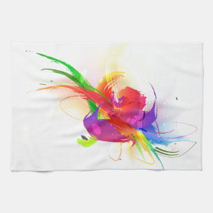 Abstracte Rainbow Loriket Paint Spletters Theedoek