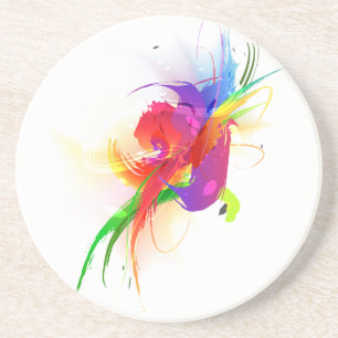 Abstracte Rainbow Loriket Paint Spletters Zandsteen Onderzetter