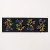 Abstracte Rainbow Luminescent bloemen op zwart Yogamat (Voorkant (horizontaal))