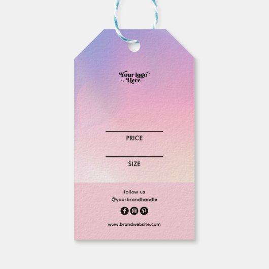 Abstracte Rainbow Pastel Gradient Logo Prijs Hang Cadeaulabel (Achterkant)