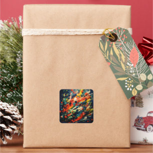 Abstracte Rainbow Splash Rhapsody Art Vierkante Sticker