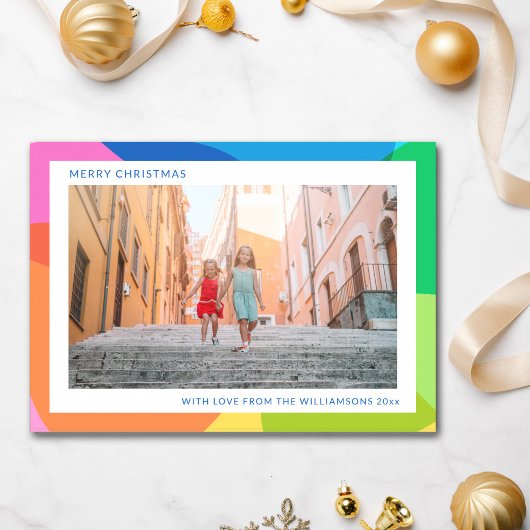 Abstracte Rainbow Unique 2 foto Moderne Kerst Feestdagenkaart