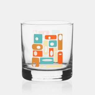 Abstracte Rechthoeken Atomic Era Mid Century Moder Whisky Glas
