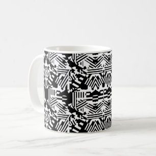 Abstracte Reflecties: Lijnen, Kubussen en Monochro Koffiemok