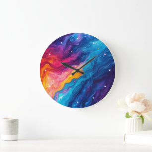Abstracte regenboog acrylverf kleuren kunstenaar grote klok