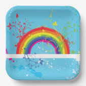 Abstracte Regenboog Bloemen Wervelingen en Paint S Papieren Bordje (Voorkant)