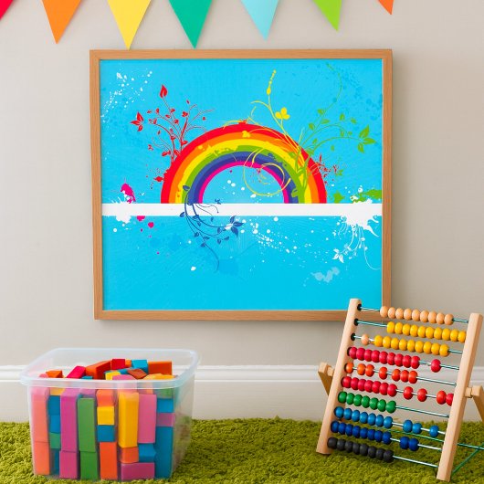 Abstracte Regenboog Bloemen Wervelingen en Paint S Poster