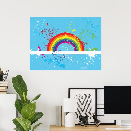 Abstracte Regenboog Bloemen Wervelingen en Paint S Poster (Thuiskantoor)
