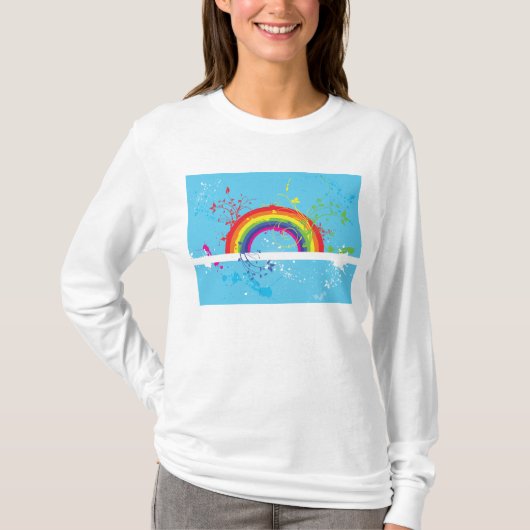 Abstracte Regenboog Bloemen Wervelingen en Paint S T-shirt (Voorkant)