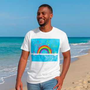 Abstracte Regenboog Bloemen Wervelingen en Paint S T-shirt
