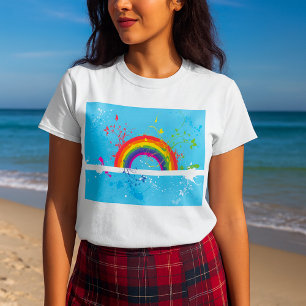 Abstracte Regenboog Bloemen Wervelingen en Paint S T-shirt