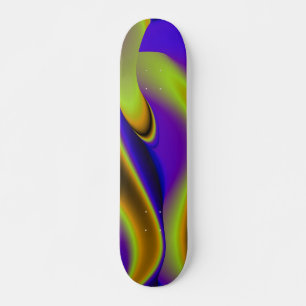 Abstracte regenboog in geel paars en blauw skateboard