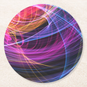 Abstracte regenboog licht vortex lichten ronde kartonnen onderzetter