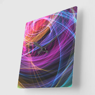 Abstracte regenboog lichtwervel lichten vierkante klok