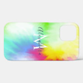 Abstracte Regenboog Tie Dye Monogram & Naam Kleurr Case-Mate iPhone Case (Achterkant (horizontaal))