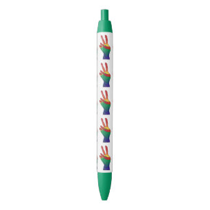 Abstracte regenboog vrede hand teken aangepaste pe zwarte inkt pen