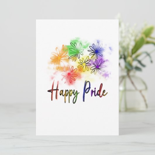 Abstracte regenboogbloemen blij feestdagenkaart (Staand voorkant)