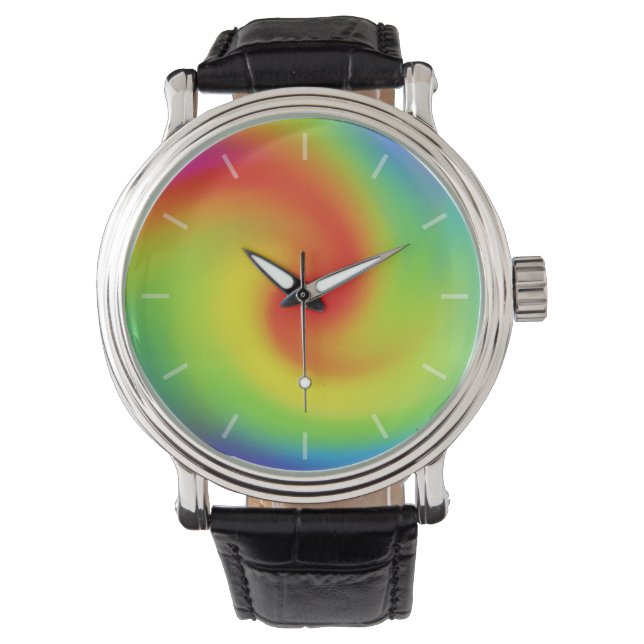 Abstracte regenbooggolfkunst kool horloge (Voorkant)