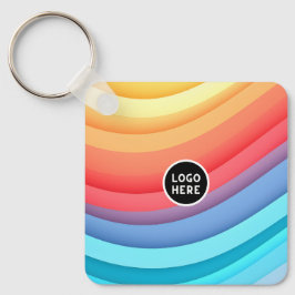 Abstracte regenbooggolven met Voeg je touch toe Sleutelhanger