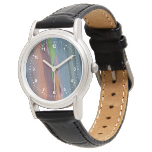 Abstracte regenbooggomboom horloge