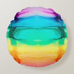 Abstracte regenboogkleurige achtergrond, behang. rond kussen