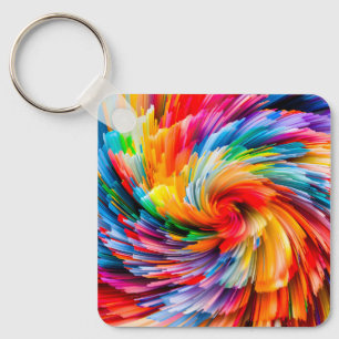 Abstracte Regenboogkleurige Draaikolk Modern Sleutelhanger