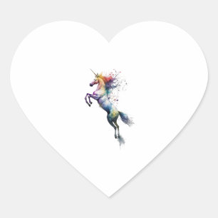 Abstracte regenboogkleurige waterverf van een eenh hart sticker