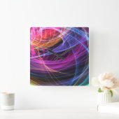 Abstracte regenbooglichten vortexlichten vierkante klok (Huis)