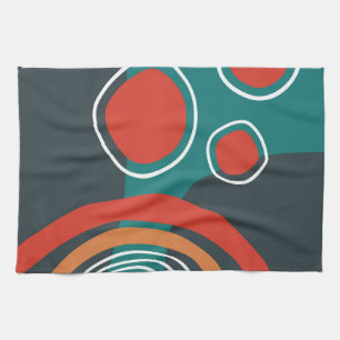 Abstracte regenbooglijnen Boho artwork Theedoek