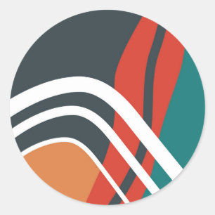 Abstracte regenbooglijnkunst ronde sticker