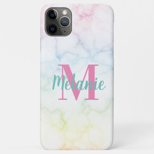Abstracte regenboogmarmer roze blauw geel Case-Mate iPhone case (Achterkant)
