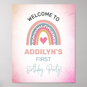 Abstracte Regenboogmeisjes: Welkom op de Birthday  Poster