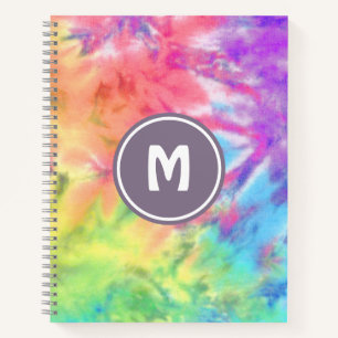 Abstracte regenboogvaar Batik Tie Dye Monogram Notitieboek