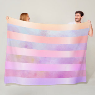 Abstracte regenboogvloerstrips in Waterverf Fleece Deken