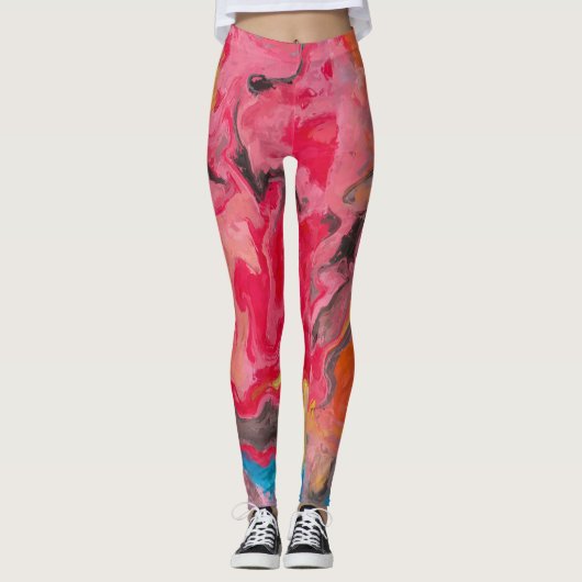 Abstracte regenboogwaterval leggings (Voorkant)