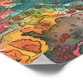 Abstracte regenboogWaterverf en Pen gemengd media Poster (Hoek)