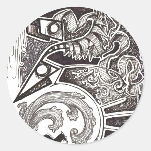 Abstracte reptielen ronde sticker (Voorkant)