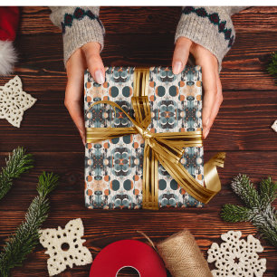 Abstracte Retro Art, aanpasbaar Cadeaupapier